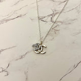 CC Double Crystal Pendant Silver