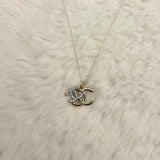 CC Double Crystal Pendant Silver