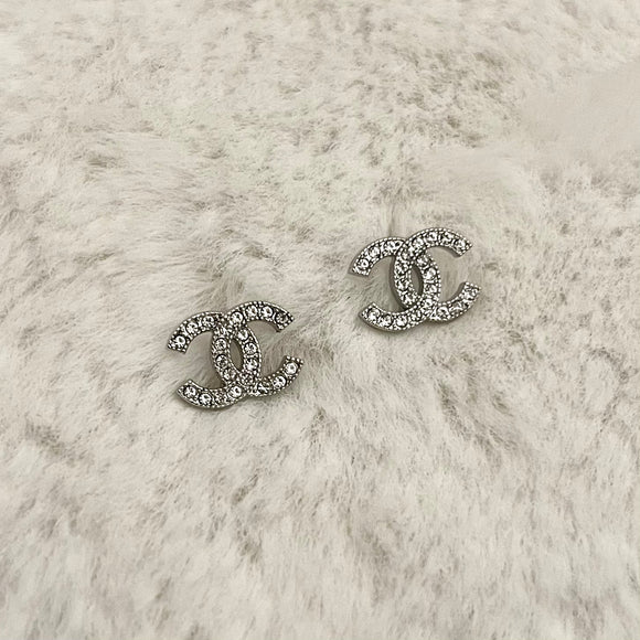 Crystal CC Earrings Silver